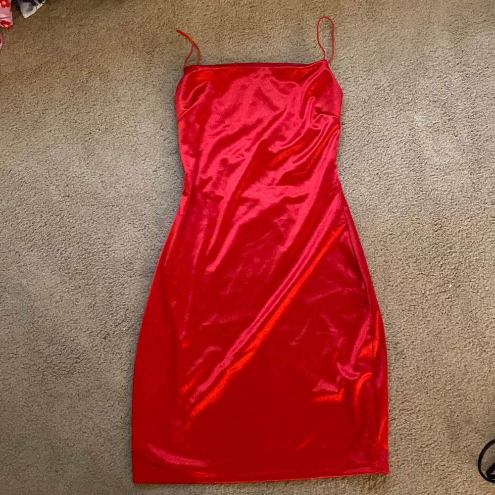 Red Windsor dress, satin material